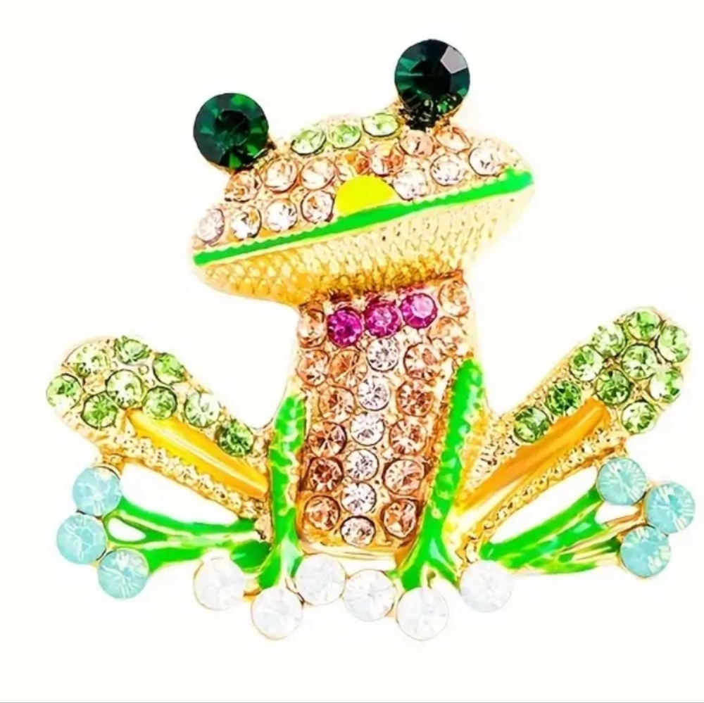 NEW Regency Y3K Green Glam Colorful Boho Dopamine Frog‎ Brooch-(#0231)
